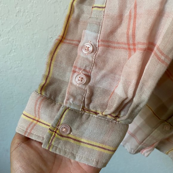 Catherines Womens Blouse Button Up Plaid Size 0X Long Sleeves Pink Casual Top - Picture 7 of 11